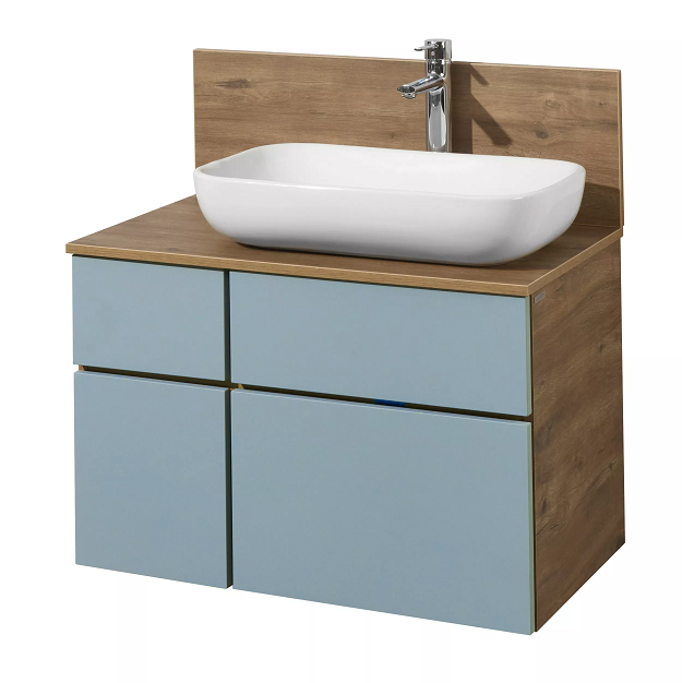 Тумба с раковиной и столешницей Aquaton Мишель 80 светлое дерево-голубой 1A2568K4MIDR0 - 0
