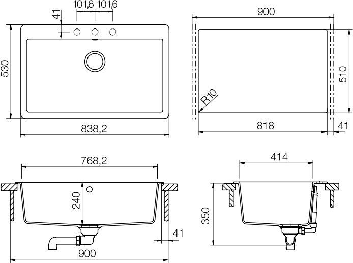 Мойка  Montano 90  Cristadur магнолия 700838 - 1