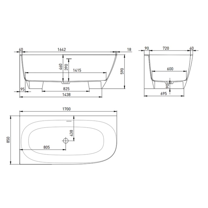 Salini SOFIA Corner L Ванна угловая левая 1700х850х590мм, дон кл 