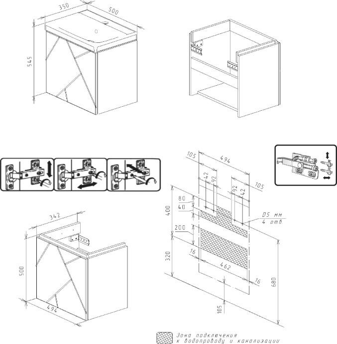 Мебель для ванной Бриклаер Кристалл 50 софт графит - 6