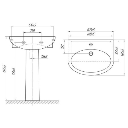Тумба с раковиной Misty Уют 60 белая глянцевая ИП000000162 - 3