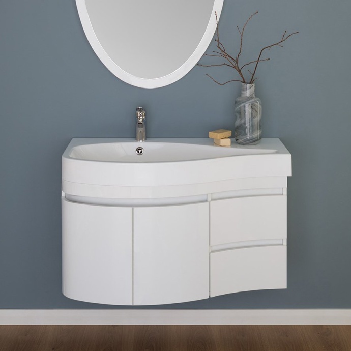 Тумба с раковиной Aquanet Сопрано 2-95 белая L - 0