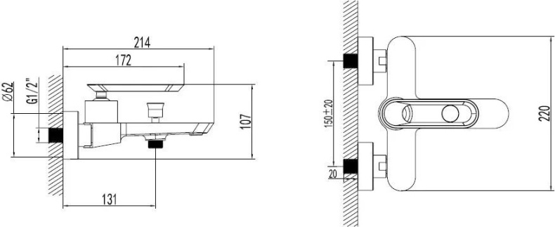 Смеситель Bien Hermes BB01009406 для ванны с душем - 1