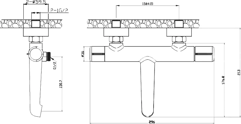 Смеситель для ванны с душем BelBagno Uno золото  UNO-VASM-ORO - 2
