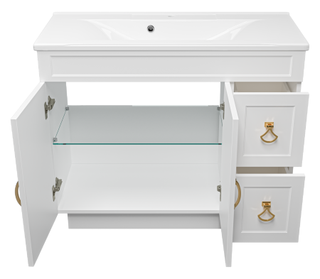 Тумба с раковиной Misty Амбра 100 белая матовая УТ000009822 - 1