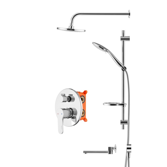 Swedbe Platta Душевой комплект со встроен.смесит. (с монтаж.боксом), верх.душем и пов.изливом 5541 - 0