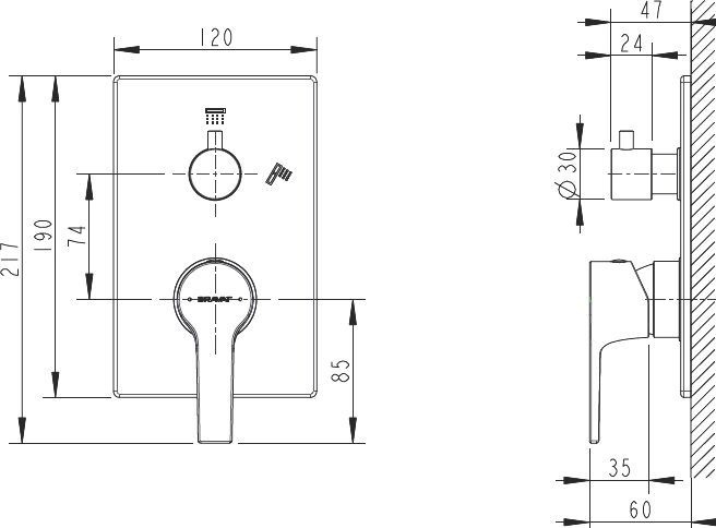 Смеситель Bravat Prolate P69219CP-2-ENG для душа - 1