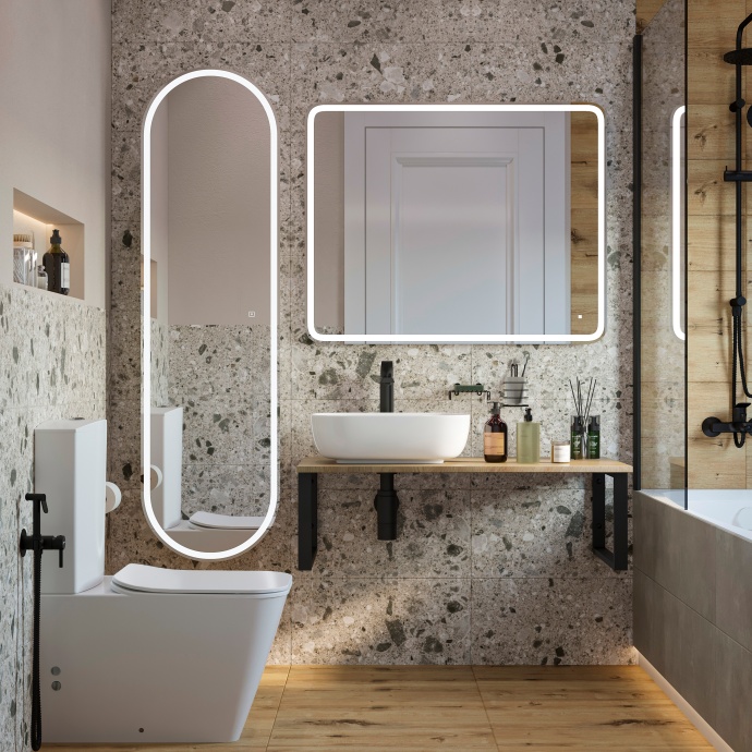 Столешница с раковиной DIWO Элиста 100 светлое дерево, с раковиной Moduo 50 Square 555405 - 1