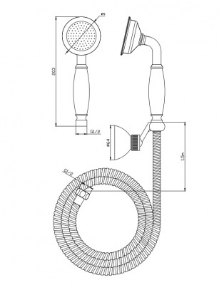 Душевая лейка Cezares Lira бронза, ручка душа белая  LIRA-M-DEF2-02-Bi - 1