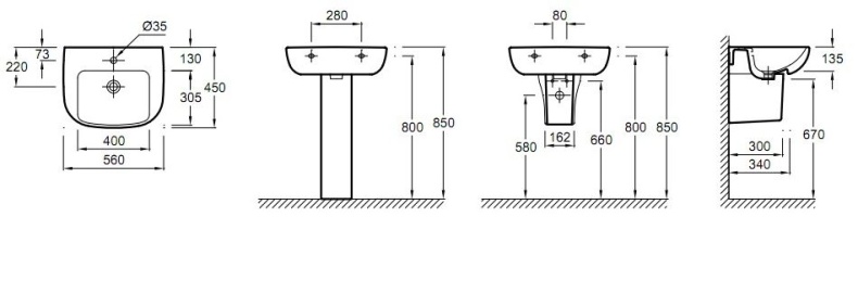 Раковина Jacob Delafon Odeon Up E4737 56 см E4737-00 - 1