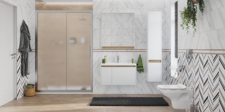 Душевая дверь в нишу STWORKI Стокгольм DE019D2160200 160 см профиль хром матовый, стекло матовое 3GW222TTKK000 - 1