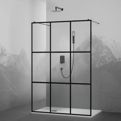 Душевая перегородка RGW Walk In 130х200 черная стекло прозрачное 35101813-84 - 0