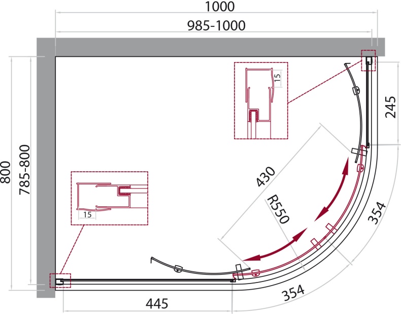 Душевой уголок BelBagno Due RH 2 100/80 C-Cr DUE-RH-2-100/80-C-Cr - 5