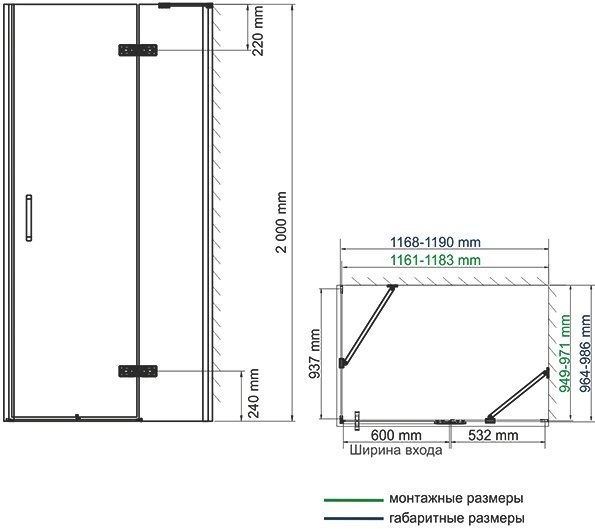 Душевой уголок Wasserkraft Aller 10H10RB black matt, 120x100 см 10H10RBLACK MATT - 5