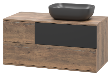 Тумба под раковину Misty Коломбо 100 правая темное дерево - черный П-Кол-01100-074ПП - 0