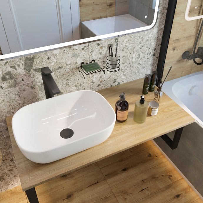 Столешница с раковиной DIWO Элиста 100 светлое дерево, с раковиной Moduo 50 Square 555405 - 3