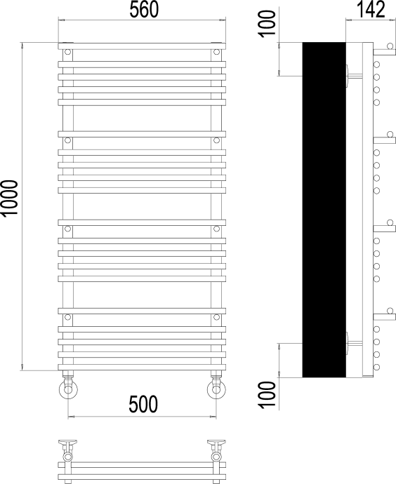 Водяной полотенцесушитель Terminus Вента Люкс П20 500х1000 Хром 4670078529527 - 2