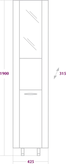 Шкаф-пенал угловой Onika Дюна 30 R с зеркалом, белый  403036 - 1