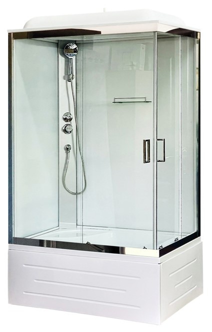 Душевая кабина Royal Bath 100x80 L стекло прозрачное задняя стенка белая RB8100BP5-WT-CH-L - 0