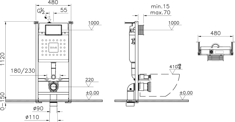 Система инсталляции для унитазов VitrA V-Fix Core 732-5800-01 - 4