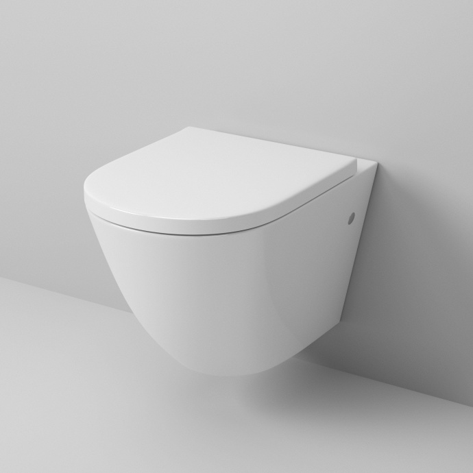 Унитаз GR-4411S (560*360*350) подвесной БЕЗОБОДКОВЫЙ с тонкой крышкой - 1