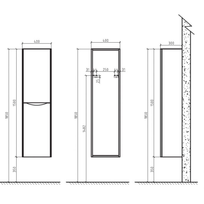 Шкаф-пенал Belbagno Ancona-n 40х150 L белый ANCONA-N-1500-2A-SC-BL-L - 2