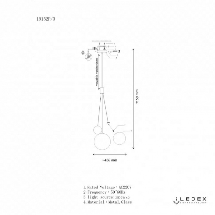 Подвесной светильник iLedex Selfie 19152P/3-6W-3000K SL - 1