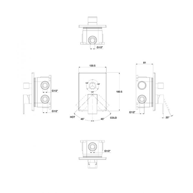 Смеситель Kaiser Sonat 34122 С ВНУТРЕННЕЙ ЧАСТЬЮ, для ванны с душем - 1