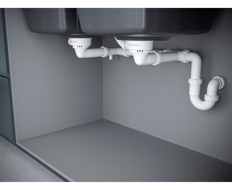 Сифон телескопический двойной с круглым переливом Paulmark Trust хром PM1023-CR - 0