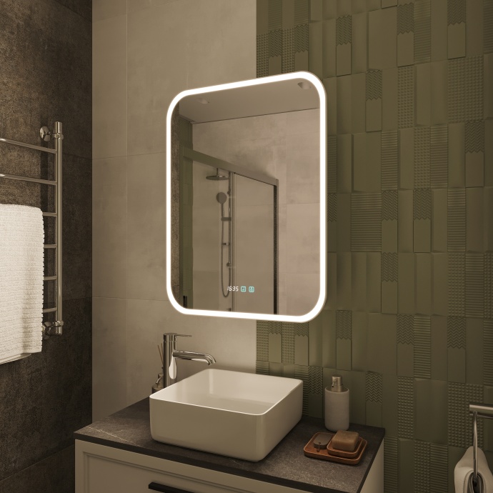 Зеркало-шкаф STWORKI Алта 60 см, с LED подсветкой и часами, смарт, прямоугольное, сенсорное управление LED-00002579 - 8