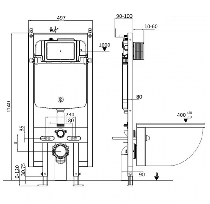 Комплект Weltwasser AMBERG 497 + MERZBACH 004 GL-WT + AMBERG RD-MT CR  10000006633 - 4