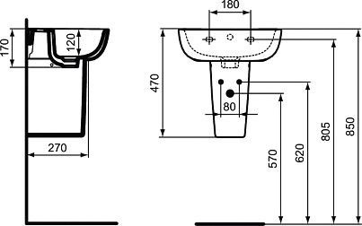 Полупьедестал для раковины Ideal Standard Esedra Guest белый  T290301 - 2
