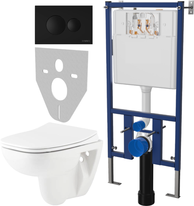 Комплект Унитаз подвесной Seramiksan Petite A101002H с микролифтом + Система инсталляции для унитазов DIWO 4501 + Кнопка смыва DIWO 7313 черная матовая 577762 - 0