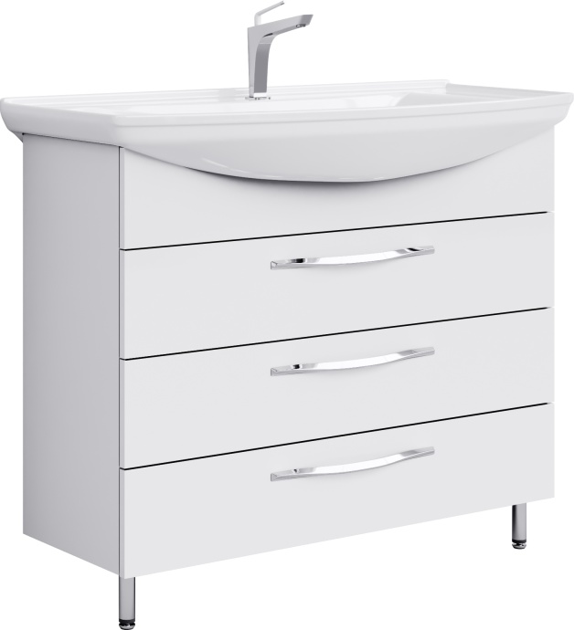 Тумба с раковиной Aqwella Allegro 105 с 3 ящиками - 0