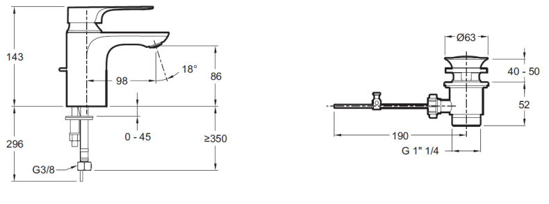 Смеситель Jacob Delafon Aleo+ E72312-CP для раковины - 1