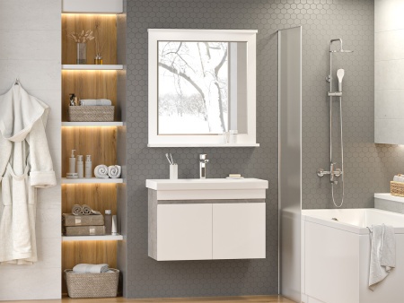 Тумба под раковину Misty Ронда 80 белая глянцевая П-Рон-01080-0521 - 2