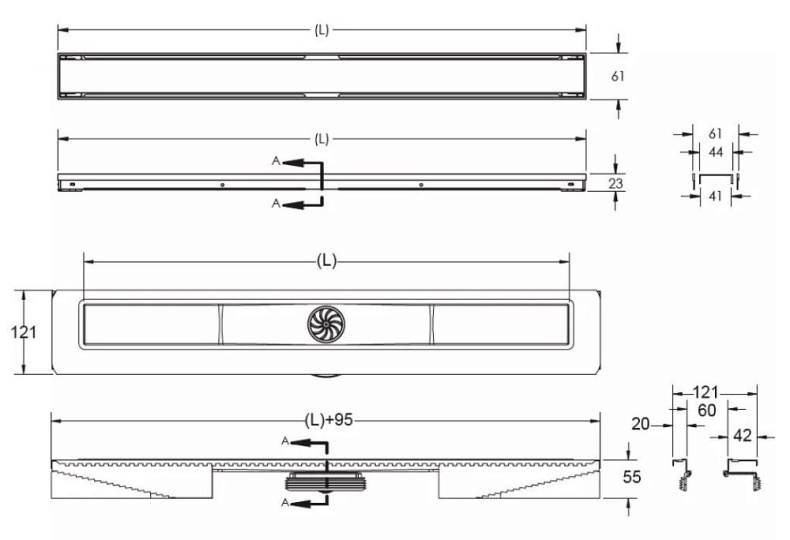 Душевой лоток Berges B1 Keramik 70 золото глянцевое 092118 - 1