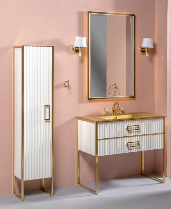 Тумба под раковину моноблок Boheme Armadi Art Monaco 100 белый глянец - золото 866-100-WG - 2