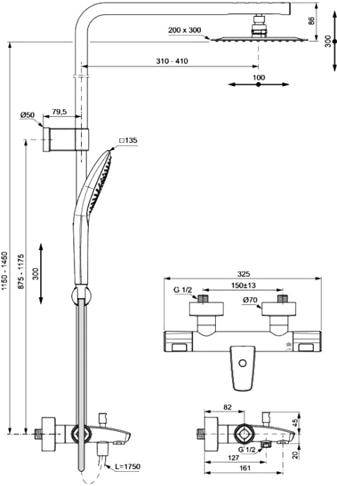 Душевая стойка Ideal Standard Ceratherm T100 A7591AA - 7
