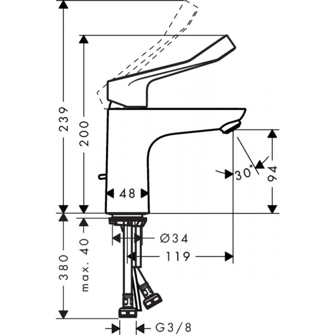 Смеситель hansgrohe Focus для раковины, с удлиненной ручкой 31911000 - 2