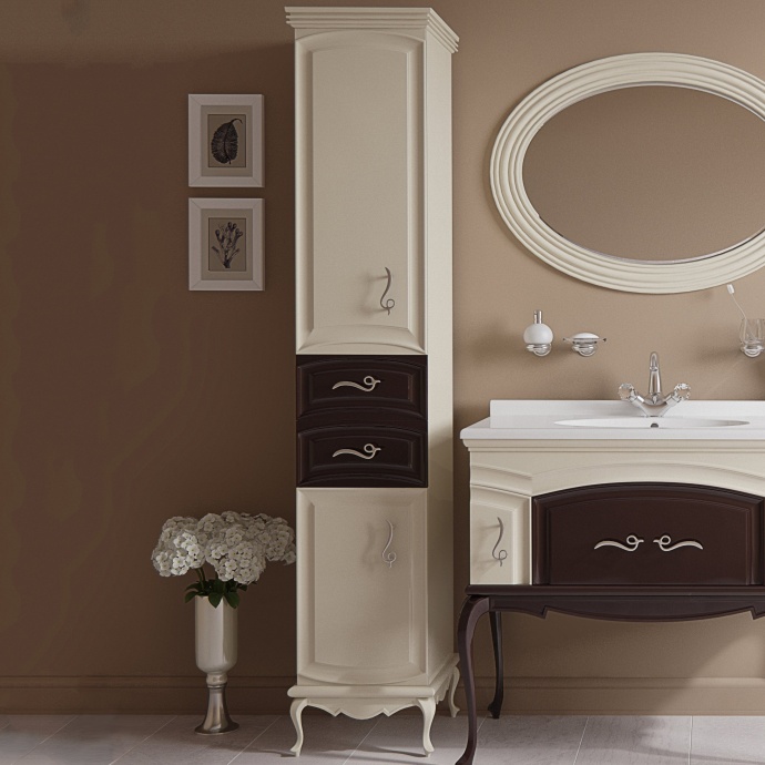 Шкаф-пенал Misty Флоренция бежево-коричневый L Л-Фло05035-461Л - 0