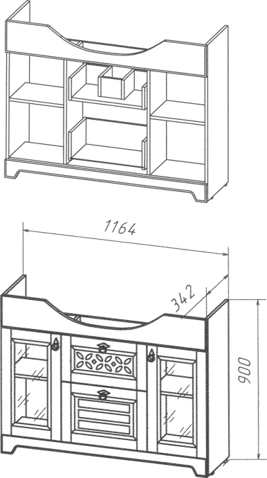 Тумба для комплекта Бриклаер Кантри 120 бежевый дуб 4627125413674 - 7
