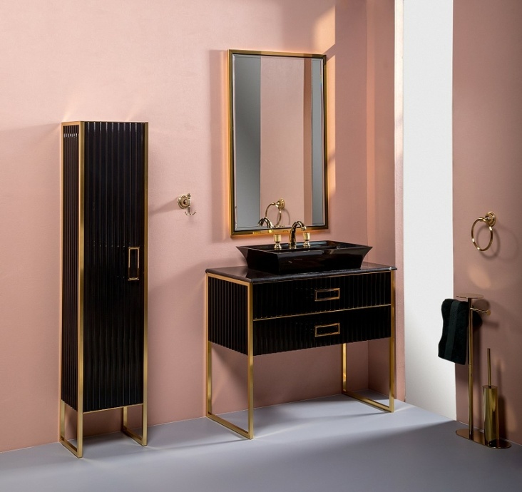 Тумба под раковину чашу Boheme Armadi Art Monaco 100 черный глянец - золото 867-100-BG - 2