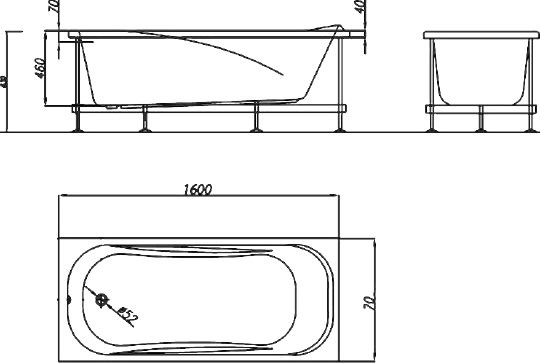 Ванна акриловая Kolpa San String 160x70 белый 534370 - 3