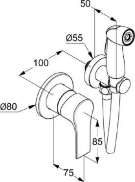 Гигиенический душ Kludi Bozz со смесителем 489990565 - 1
