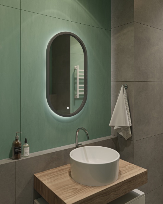 Зеркало DIWO Казань 45 серое, с подсветкой, овальное, в стиле лофт, сенсорное управление ЗЛП1721 - 3