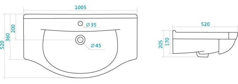 Тумба с раковиной Style Line Жасмин 100 белая - 6