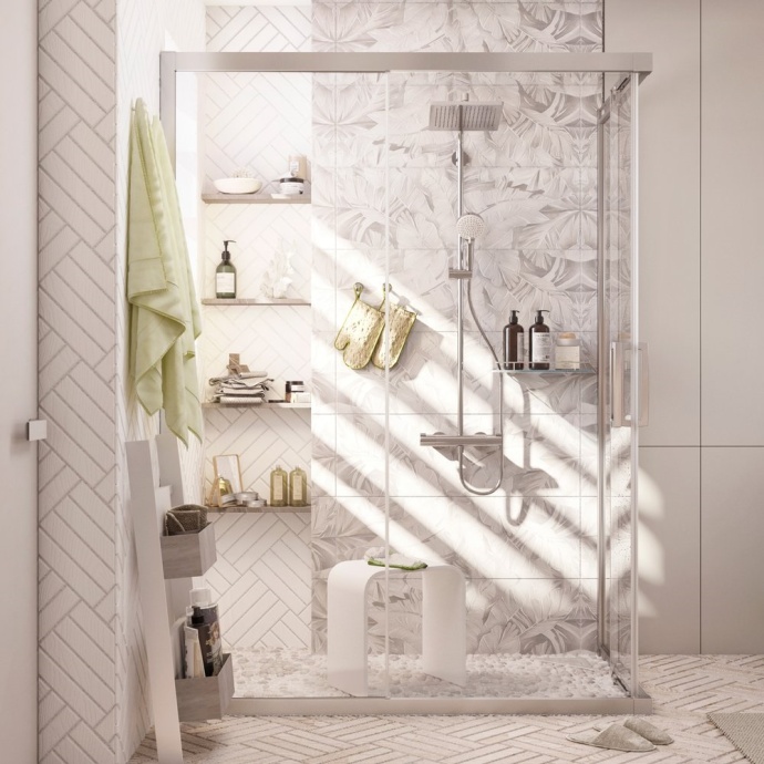 Душевой уголок STWORKI Карлстад DE019RC80140200 140x80 см профиль хром матовый 3GW118TTKK000 - 0