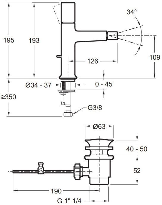 Смеситель Jacob Delafon Rivoli E24167-CP для биде - 1