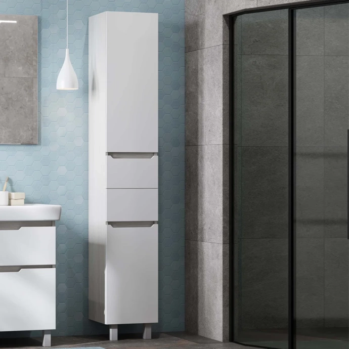 Шкаф пенал Aquaton Дакота 34 с бельевой корзиной белый - светлое дерево 1A203203DAAY0 - 4